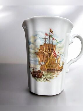 Royal Grafton Fine Bone China Schooner Clipper Ship Nautical Tea Mug Gold Rim